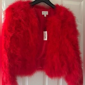 MILLY BNWT red feather jacket